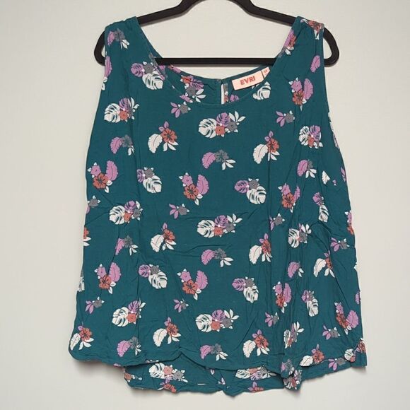 EVRI Green Floral Sleeveless Blouse - Picture 1 of 6